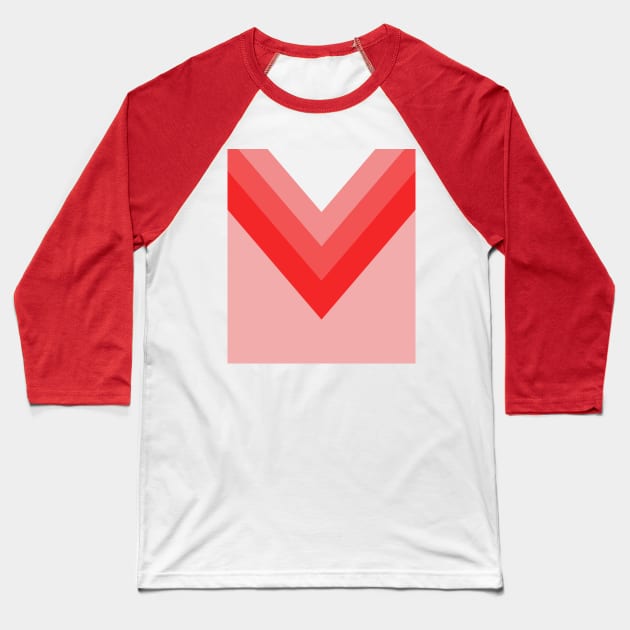 Red and Pink Chevrons Baseball T-Shirt by lucybrownlane